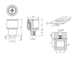 Technical drawing with dimensions of PEM® PF12 - Self-clinching captive panel screws with slot and phillips recess form H, for metallic materials