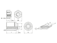 Technical drawing with dimensions of PEM® ReelFast® SMTSO - Surface mount spacers with thread with adhesive patch, on tape for PC boards