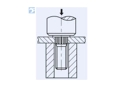 Assembly illustration for PEM® KFH - Self-clinching threaded studs with UNC thread, for PC boards and other plastics