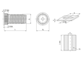 Technical drawing with dimensions of PEM® KFH - Self-clinching threaded studs with UNC thread, for PC boards and other plastics