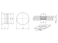 Technical drawing with dimensions of PEM® SpotFast® SF - Self-clinching fasteners for metallic materials