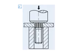 Assembly illustration for PEM® KFH - Self-clinching threaded studs for PC boards and other plastics