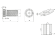 Technical drawing with dimensions of PEM® KFH - Self-clinching threaded studs for PC boards and other plastics