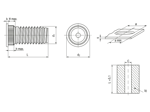Technical drawing with dimensions of PEM® KFH - Self-clinching threaded studs for PC boards and other plastics