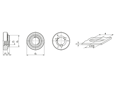 Technical drawing with dimensions of PEM® SL - Self-clinching lock nuts for metallic materials