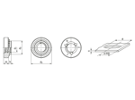 Technical drawing with dimensions of PEM® SL - Self-clinching lock nuts for metallic materials