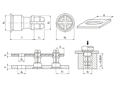 Technical drawing with dimensions of PEM® SNAP-TOP® SSS - Standoffs for metallic materials