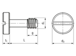 带尺寸的技术图：PEM® PS10 - 不松脱螺钉 带一字槽头，UNF 螺纹