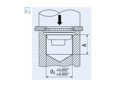 Assembly illustration for PEM® LAS - Self-clinching lock nuts floating, with UNC thread, for metallic materials