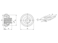 Technical drawing with dimensions of PEM® LAS - Self-clinching lock nuts floating, with UNC thread, for metallic materials