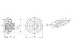 Technical drawing with dimensions of PEM® LAS - Self-clinching lock nuts floating, with UNC thread, for metallic materials