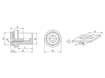 Technical drawing with dimensions of PEM® BS - Self-clinching nuts closed type, with UNC thread, for metallic materials