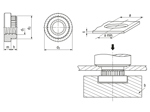 带尺寸的技术图：PEM® KF2 - 压铆螺母 用于印刷电路板与其他塑料