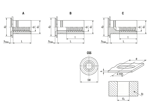 带尺寸的技术图：PEM® CSS - 压铆螺柱 带 UNC 螺纹，用于金属材质