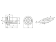 Technical drawing with dimensions of PEM® B - Self-clinching nuts closed type, with UNC thread, for metallic materials