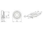 带尺寸的技术图：PEM® SMPS - 微型压铆螺母 用于金属材质