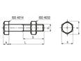 Technical drawing with dimensions of CLEFF - Set of SB bolts partially threaded for non-preloaded structural bolting assemblies
