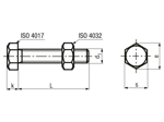带尺寸的技术图：CLEFF - SB螺栓组合 全螺纹 用于非预紧螺栓连接