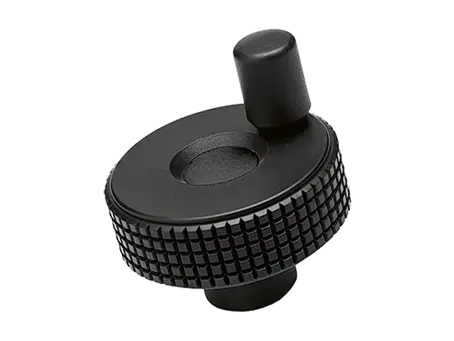 Product image of ELESA® MBT+I Color - Diamond cut knurled knobs with revolving handle, brass boss with blind hole