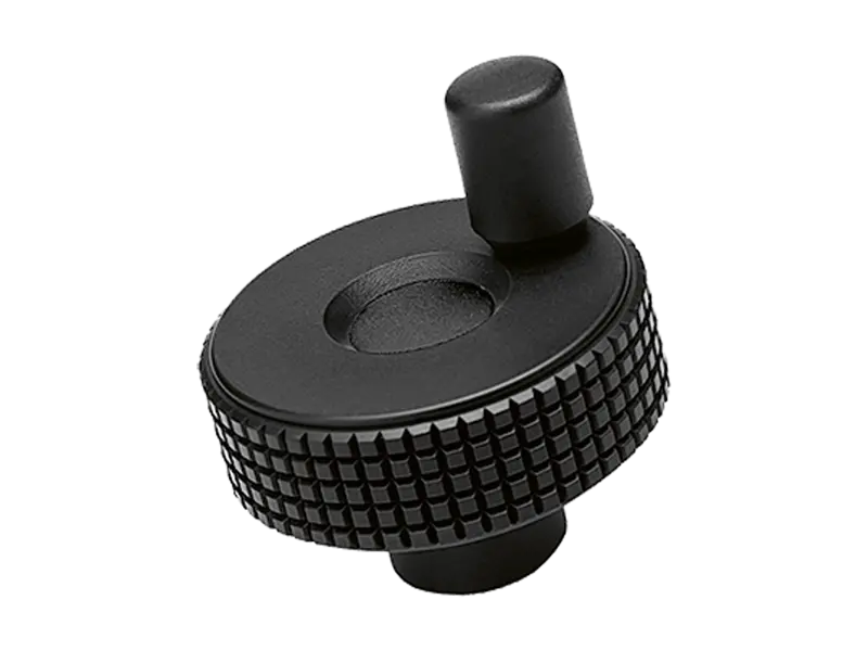 Product image of ELESA® MBT+I Color - Diamond cut knurled knobs with revolving handle, brass boss with blind hole