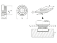 带尺寸的技术图：PEM® KF2 - 压铆螺母 带 UNF 螺纹，用于印刷电路板, 其他塑料与铝