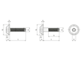带尺寸的技术图：EJOT ALtracs® Plus - 盘头螺钉带压紧垫圈 带内六角花形槽Torx plus® / Autosert®