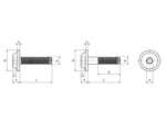 带尺寸的技术图：EJOT ALtracs® Plus - 盘头螺钉带压紧垫圈 带内六角花形槽Torx plus® / Autosert®