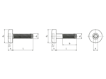带尺寸的技术图：EJOT ALtracs® Plus - 盘头螺钉 带内六角花形槽Torx plus® / Autosert®