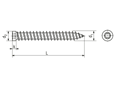 Technical drawing with dimensions of Hexalobular (6 Lobe) socket cheese head frame screws