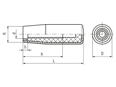 Technical drawing with dimensions of ELESA® I.680 SOFT - Handles with tapped blind hole
