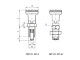 Technical drawing with dimensions of ELESA® PMT.101-SST-A/AK - Indexing plungers with hex collar and locking pin stainless steel