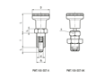 带尺寸的技术图：ELESA® PMT.100-SST-A/AK - 带六角衬套不待锁紧的分度销 不锈钢销