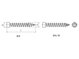 Technical drawing with dimensions of SPAX® - Hexalobular (6 Lobe) socket cylindric head cap screws T-STAR plus, fully threaded with 4CUT/CUT point