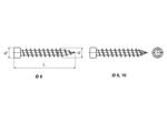 Technical drawing with dimensions of SPAX® - Hexalobular (6 Lobe) socket cylindric head cap screws T-STAR plus, fully threaded with 4CUT/CUT point