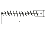 带尺寸的技术图：SPAX® - 螺杆 无头部