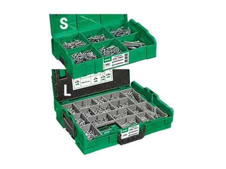 Product image of SPAX® L-BOXX - Assembly box of hexalobular (6 Lobe) socket flat countersunk head chipboard screws T-STAR plus, fully / partially threaded with 4CUT point