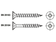 Technical drawing with dimensions of SPAX® L-BOXX - Assembly box of hexalobular (6 Lobe) socket flat countersunk head chipboard screws T-STAR plus, fully / partially threaded with 4CUT point