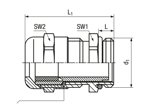Technical drawing with dimensions of JACOB® PERFECT - Cable glands with metric thread long