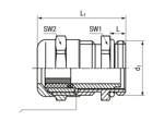 Technical drawing with dimensions of JACOB® PERFECT - Cable glands with metric thread and 2-part reducing sealing ring for wide clamping range