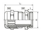 Technical drawing with dimensions of JACOB® PERFECT - Cable glands with metric thread and sealing insert for installation of several cables