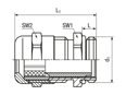 Technical drawing with dimensions of JACOB® PERFECT - Cable glands with metric thread and sealing insert for especially moulded AS-i Bus-cable
