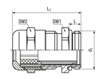 Technical drawing with dimensions of JACOB® PERFECT - Cable glands with metric thread and sealing insert for especially moulded AS-i Bus-cable
