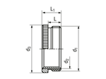 Technical drawing with dimensions of JACOB® - Reductions knurled for metric thread on metric thread