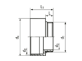 Technical drawing with dimensions of JACOB® - Enlargers round for metric thread on Pg thread, with o-ring