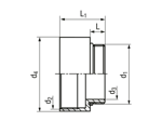 Technical drawing with dimensions of JACOB® - Enlargers round for metric thread on Pg thread, with o-ring