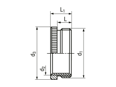 Technical drawing with dimensions of JACOB® - Adapters knurled for Pg thread on metric thread