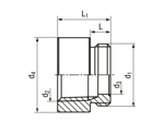 Technical drawing with dimensions of JACOB® - Adapters round for metric thread on NPT thread