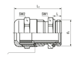 Technical drawing with dimensions of JACOB® PERFECT - Cable glands with metric thread