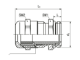 Technical drawing with dimensions of JACOB® PERFECT - EMC-cable glands with metric thread