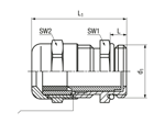 Technical drawing with dimensions of JACOB® PERFECT - EMC-cable glands with metric thread